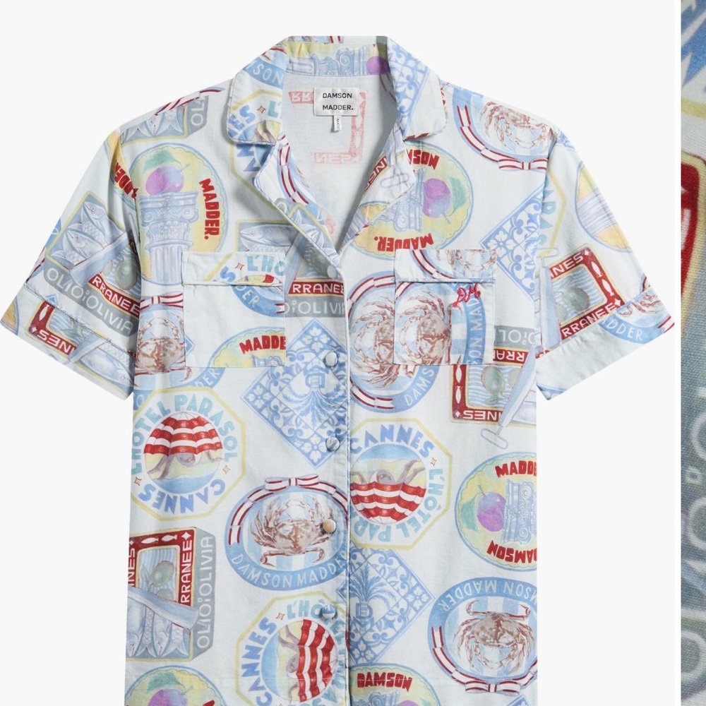 Damson Madder Chlo Holiday Cotton Linen Camp shirt - Picture 3 of 4